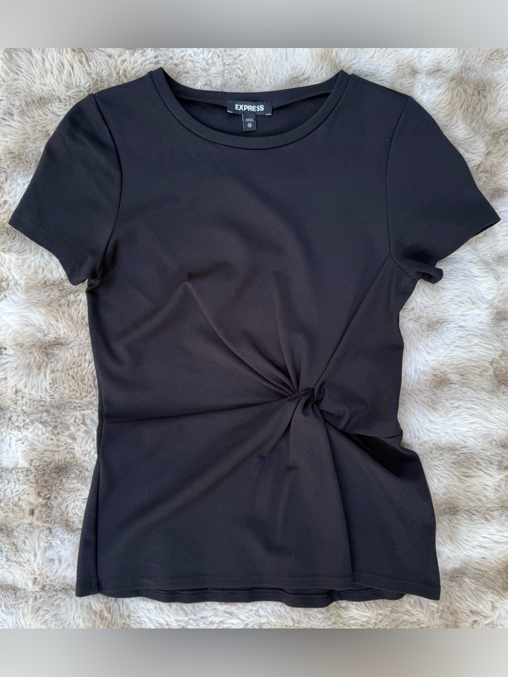 Express Black Short Sleeve Twist-Knot Tee